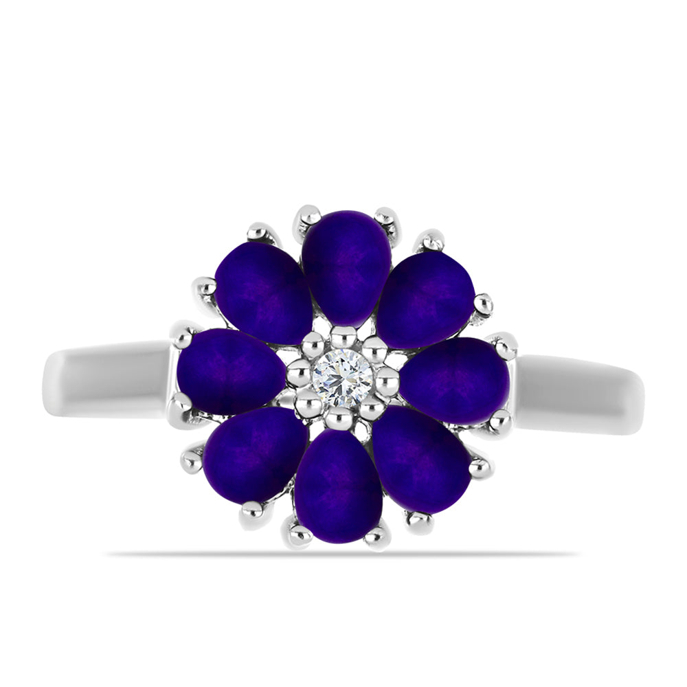 Ezüst Gyűrű Bíbor Jádéval és Fehér Topázzal