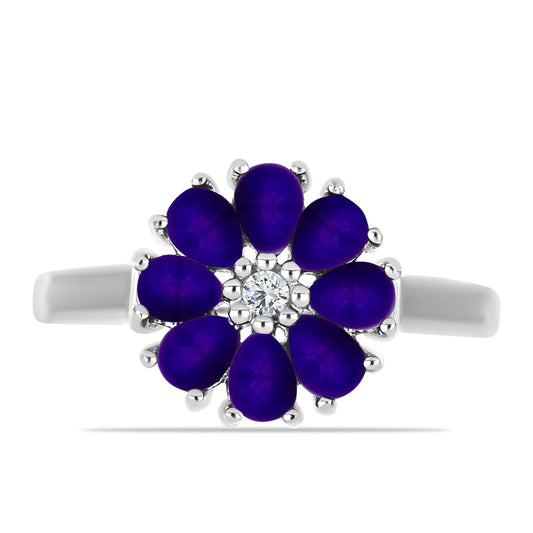 Ezüst Gyűrű Bíbor Jádéval és Fehér Topázzal