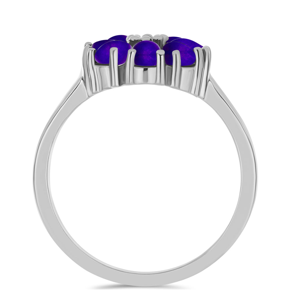 Ezüst Gyűrű Bíbor Jádéval és Fehér Topázzal 2 