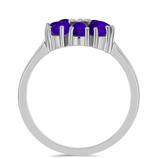 Ezüst Gyűrű Bíbor Jádéval és Fehér Topázzal