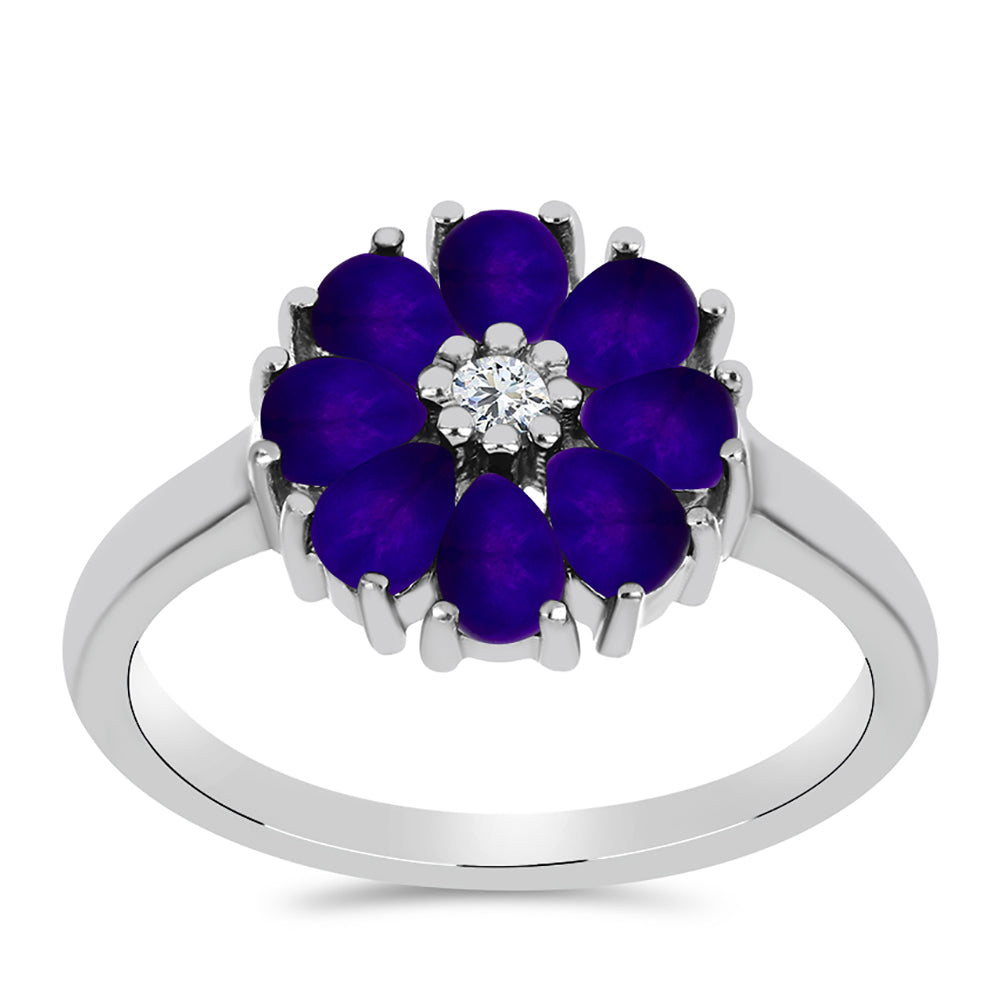 Ezüst Gyűrű Bíbor Jádéval és Fehér Topázzal