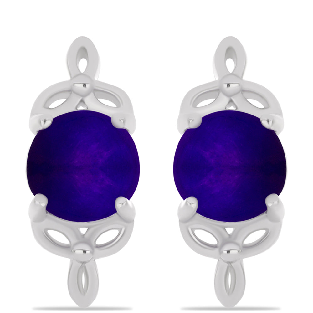 Ezüst Fülbevaló Bíbor Jádéval 1 