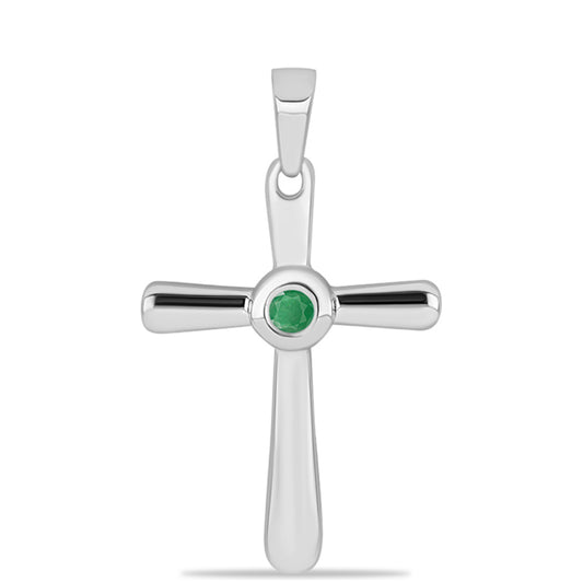 Kereszt Ezüst Medál Brazil Smaragddal