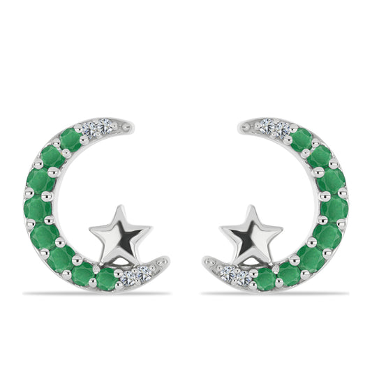 Ezüst Fülbevaló Brazil Smaragddal és Fehér Topázzal