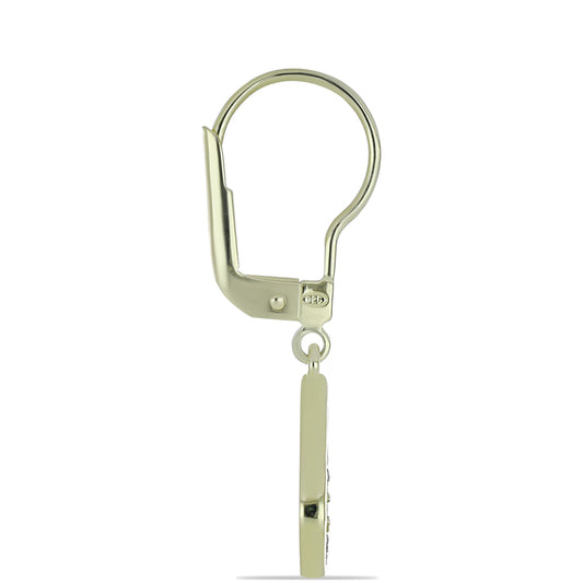 Arannyal Bevont Ezüst Fülbevaló Bíbor Gyémánttal és Fehér Gyémánttal