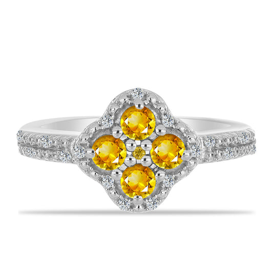 Ezüst Gyűrű Ural Citrinnel és Fehér Topázzal