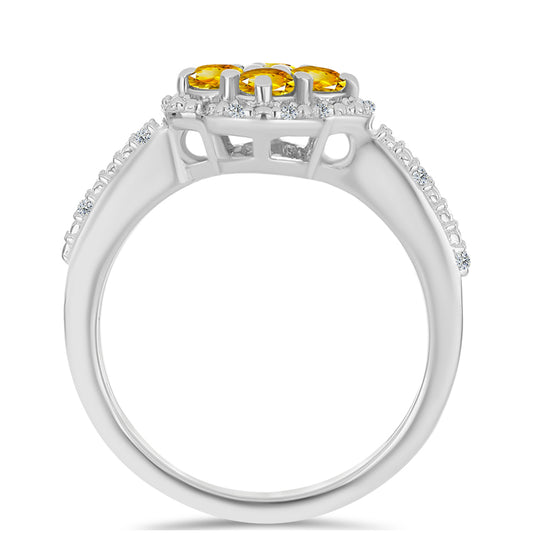 Ezüst Gyűrű Ural Citrinnel és Fehér Topázzal