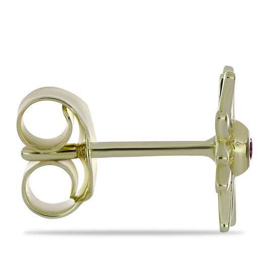 Arannyal Bevont Ezüst Fülbevaló Bíbor Gyémánttal