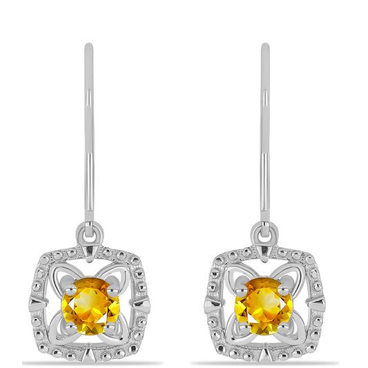 Ezüst Fülbevaló Ural Citrinnel