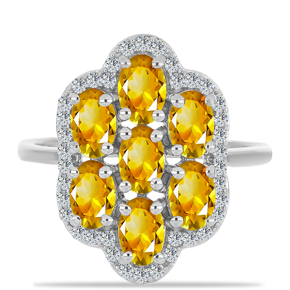 Ezüst Gyűrű Ural Citrinnel és Fehér Topázzal