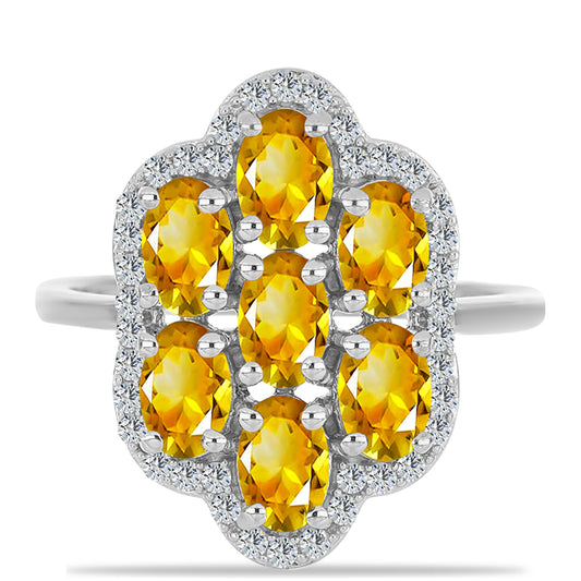 Ezüst Gyűrű Ural Citrinnel és Fehér Topázzal