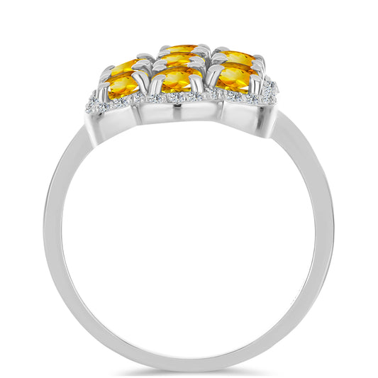 Ezüst Gyűrű Ural Citrinnel és Fehér Topázzal