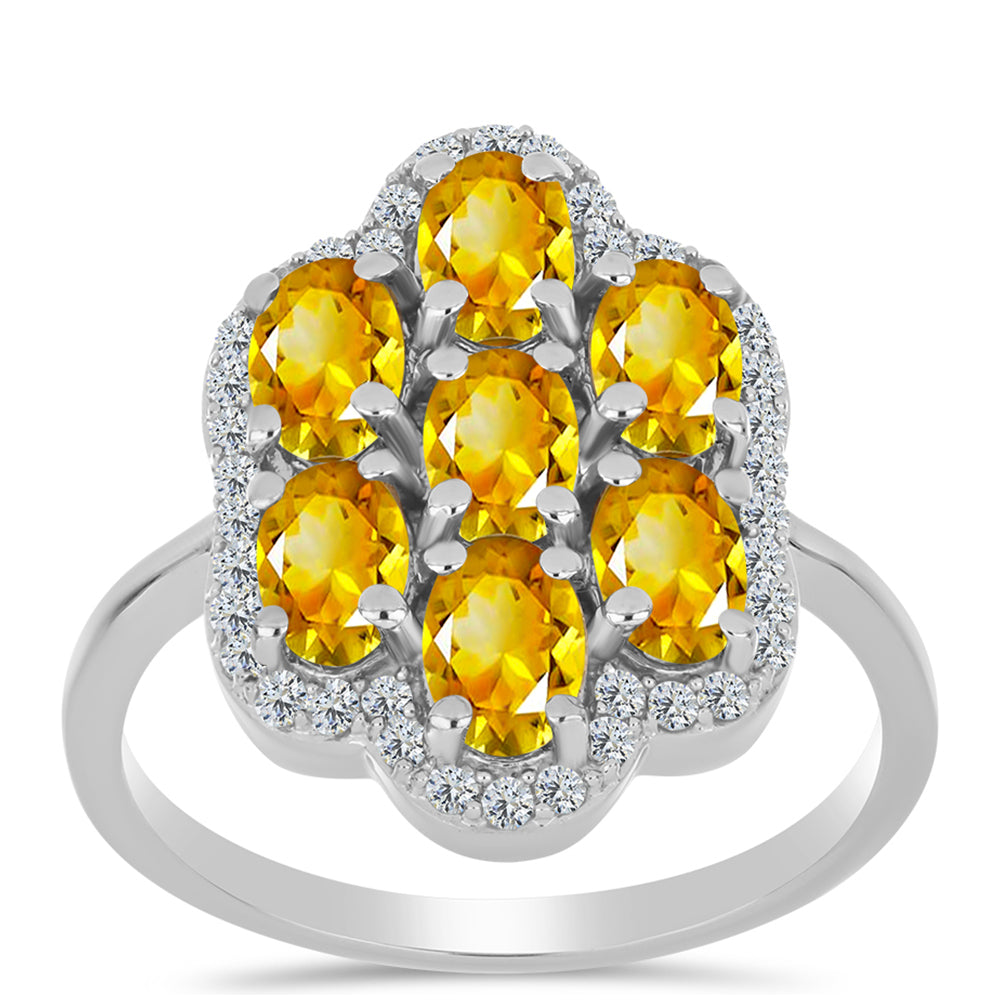 Ezüst Gyűrű Ural Citrinnel és Fehér Topázzal