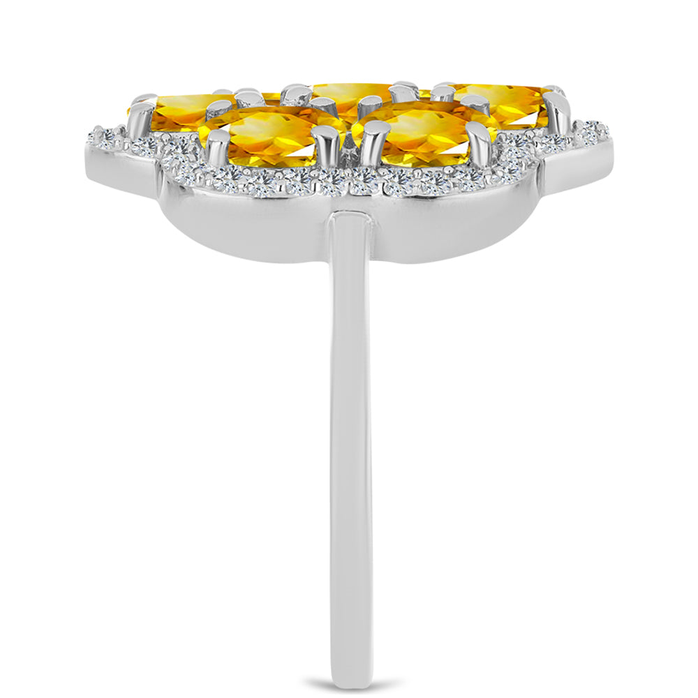 Ezüst Gyűrű Ural Citrinnel és Fehér Topázzal 4 