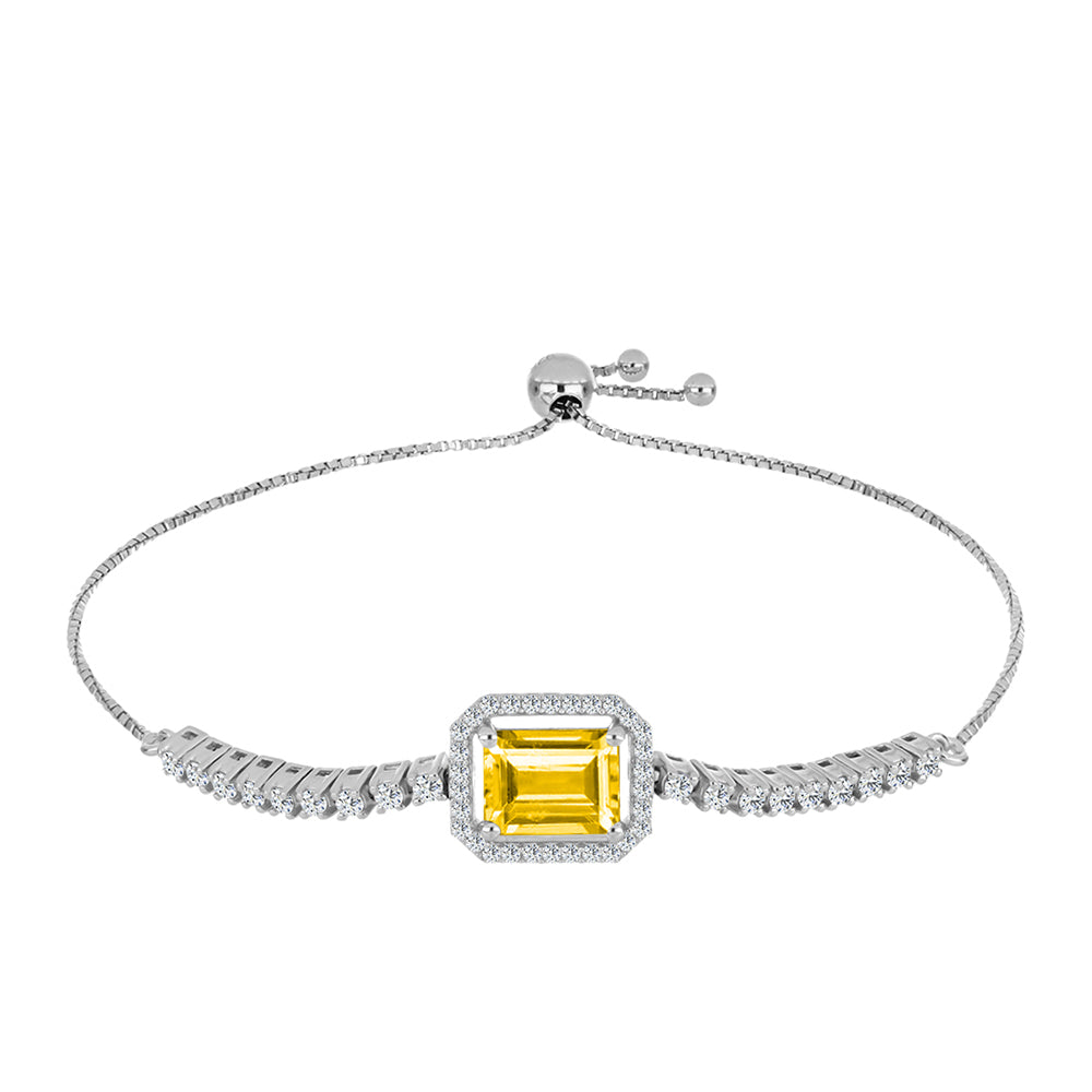 Ezüst Karkötő Ural Citrinnel és Fehér Topázzal