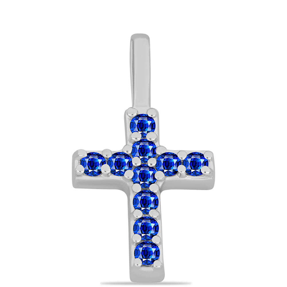 Kereszt Ezüst Medál Ausztrál Kék Zafírral