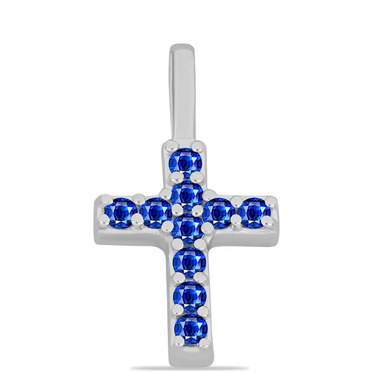 Kereszt Ezüst Medál Ausztrál Kék Zafírral