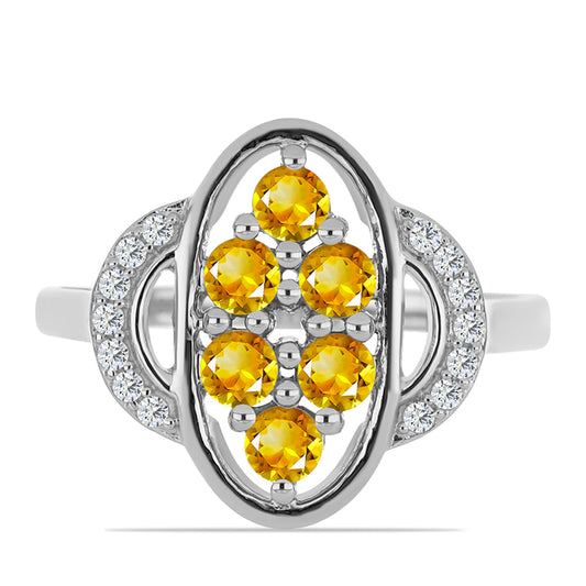 Ezüst Gyűrű Ural Citrinnel és Fehér Topázzal