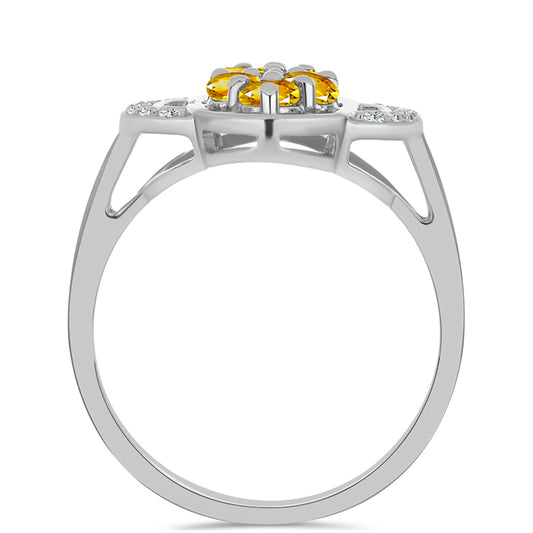 Ezüst Gyűrű Ural Citrinnel és Fehér Topázzal