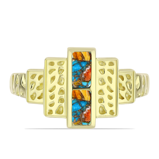 Arannyal Bevont Ezüst Gyűrű Osztriga Türkizzel