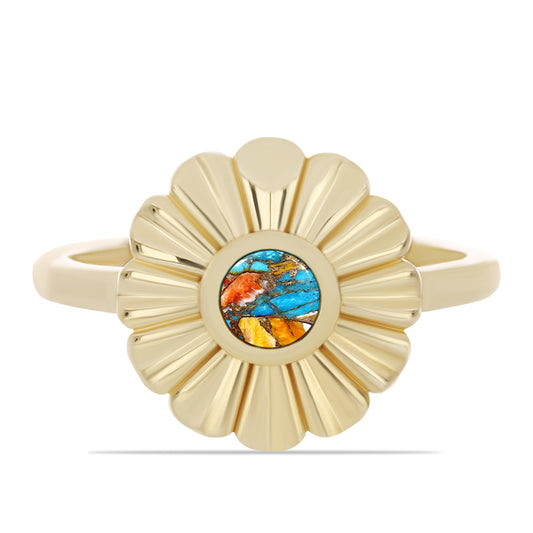 Arannyal Bevont Ezüst Gyűrű Osztriga Türkizzel