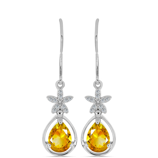 Ezüst Fülbevaló Ural Citrinnel és Fehér Topázzal