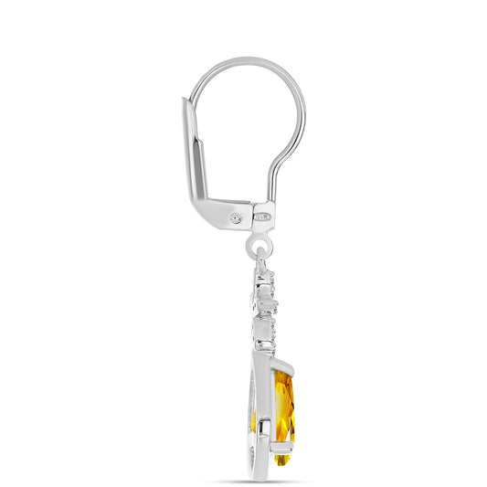 Ezüst Fülbevaló Ural Citrinnel és Fehér Topázzal
