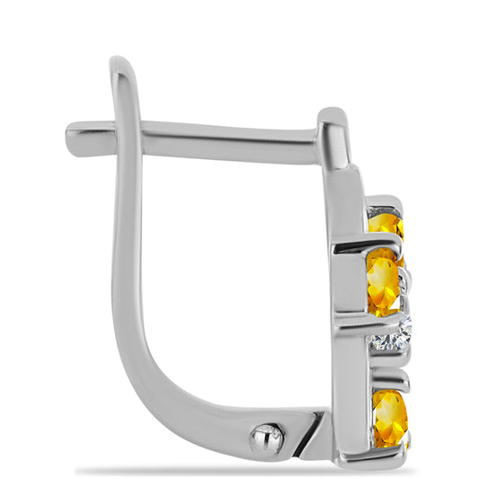Ezüst Fülbevaló Ural Citrinnel és Fehér Topázzal