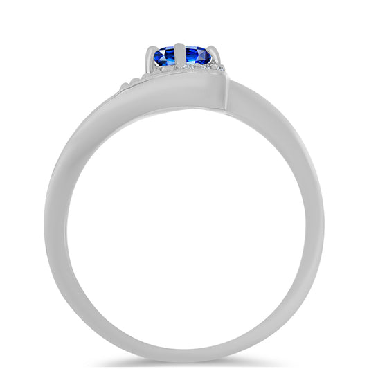 Ezüst Gyűrű Ausztrál Kék Zafírral és Fehér Topázzal
