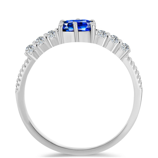 Ezüst Gyűrű Ausztrál Kék Zafírral és Fehér Topázzal