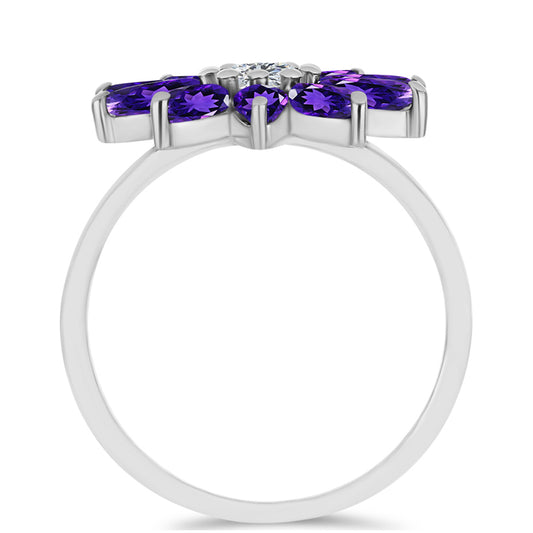 Ezüst Gyűrű Marokkói Ametiszttel és Fehér Topázzal