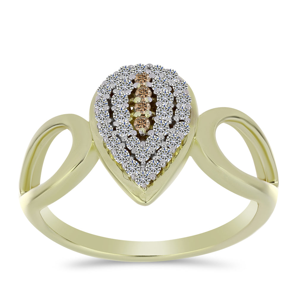 Arannyal Bevont Ezüst Szett Pezsgő Gyémánttal és Fehér Topázzal ( Fülbevaló+Gyűrű+Medál )