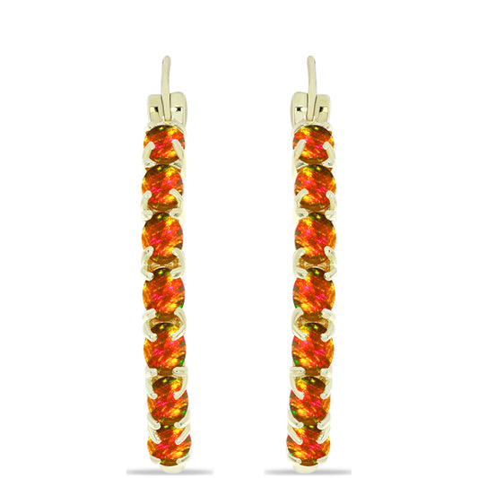 Arannyal Bevont Ezüst Fülbevaló Amerikai Tűzopállal