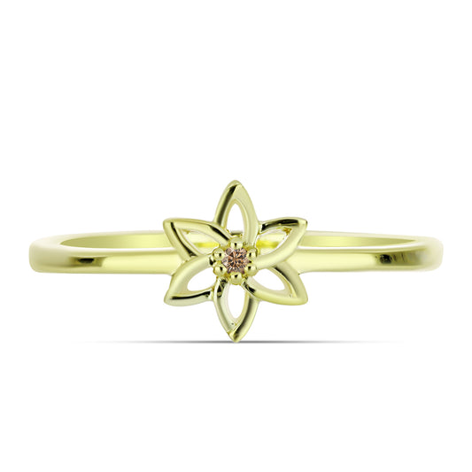 Arannyal Bevont Ezüst Gyűrű Pezsgő Gyémánttal