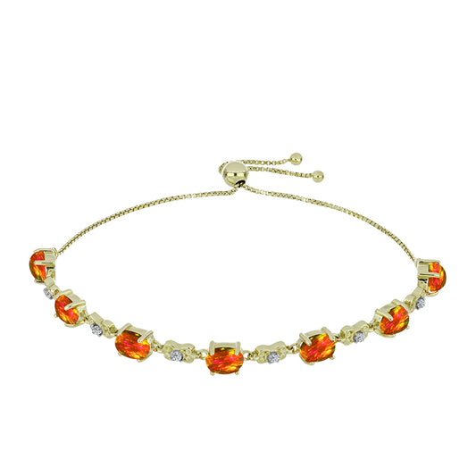 Arannyal Bevont Ezüst Karkötő Amerikai Tűzopállal és Fehér Topázzal