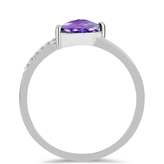Ezüst Gyűrű Marokkói Ametiszttel és Fehér Topázzal