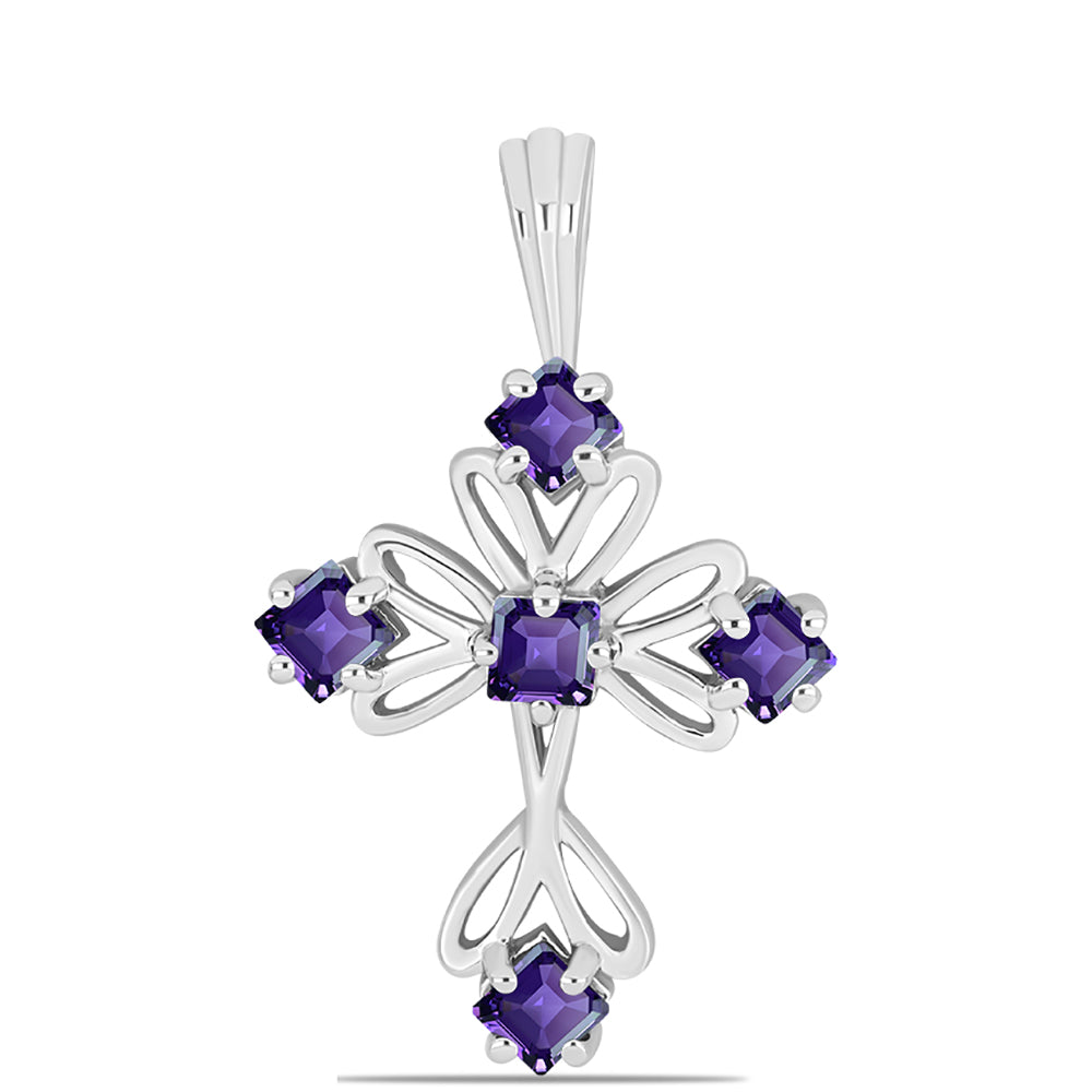 Kereszt Ezüst Medál Marokkói Ametiszttel