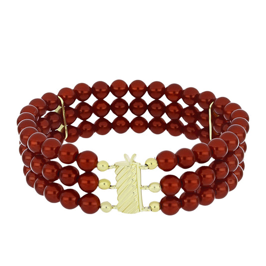 Arannyal Bevont Ezüst Karkötő Vörös Édesvízi Kagylógyönggyel