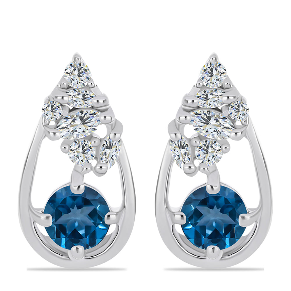 Ezüst Fülbevaló London Kék Topázzal és Fehér Topázzal 1 