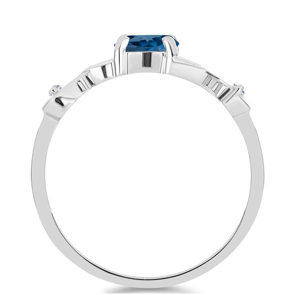 Ezüst Gyűrű London Kék Topázzal és Fehér Topázzal 2 