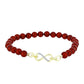 Arannyal Bevont Ezüst Karkötő Vörös Édesvízi Kagylógyönggyel és Fehér Topázzal