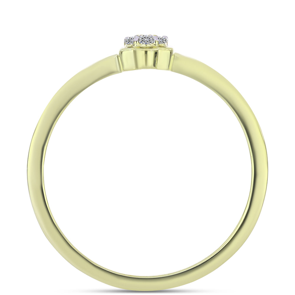 Arannyal Bevont Ezüst Gyűrű Pezsgő Gyémánttal és Fehér Gyémánttal