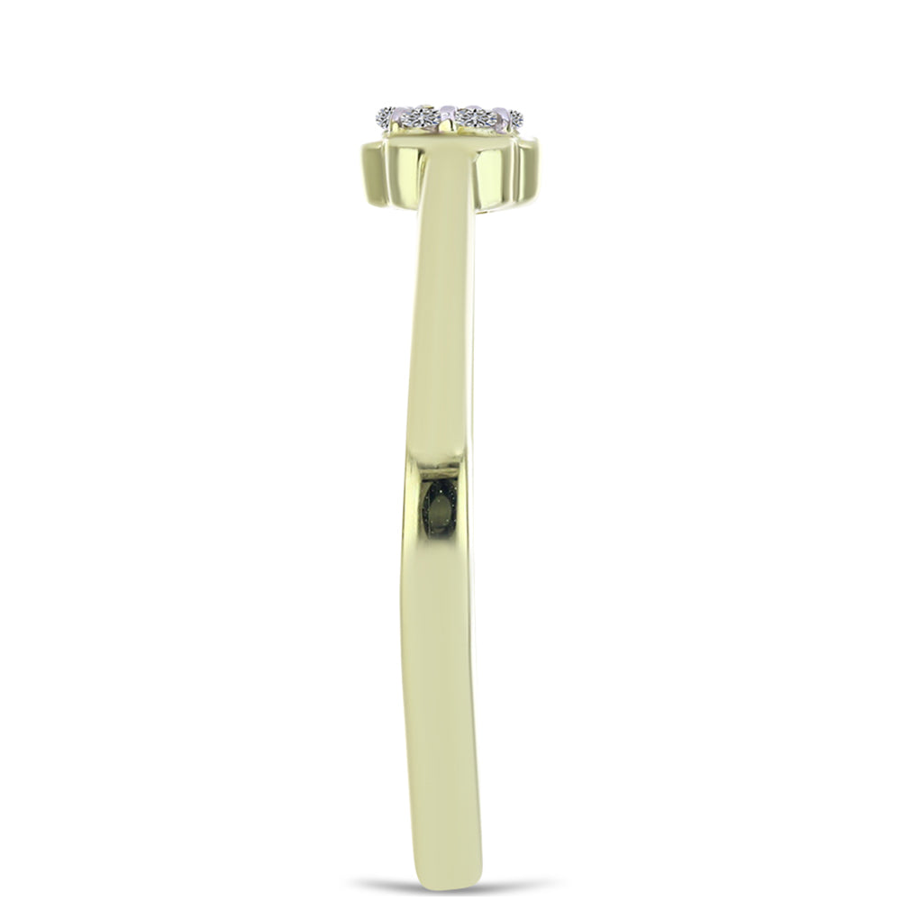 Arannyal Bevont Ezüst Gyűrű Pezsgő Gyémánttal és Fehér Gyémánttal