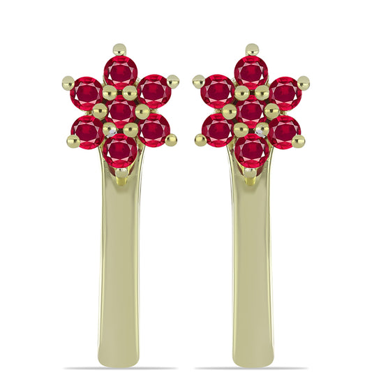 Arannyal Bevont Ezüst Szett Madagaszkári Rubinnal és Brazil Smaragddal ( Fülbevaló )