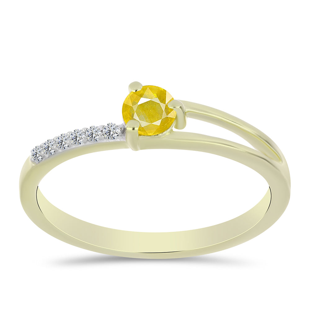 Arannyal Bevont Ezüst Gyűrű Sárga Zafírral és Fehér Topázzal 1 