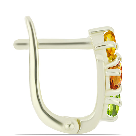 Arannyal Bevont Ezüst Fülbevaló Szivárvány Zafírral