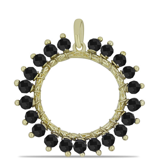 Arannyal Bevont Ezüst Medál Suwari Fekete Onixszal