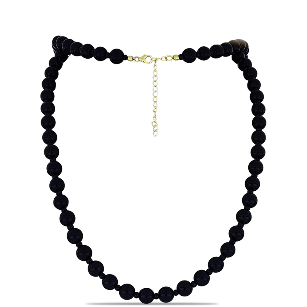 Arannyal Bevont Ezüst Nyaklánc Suwari Fekete Onixszal 1 