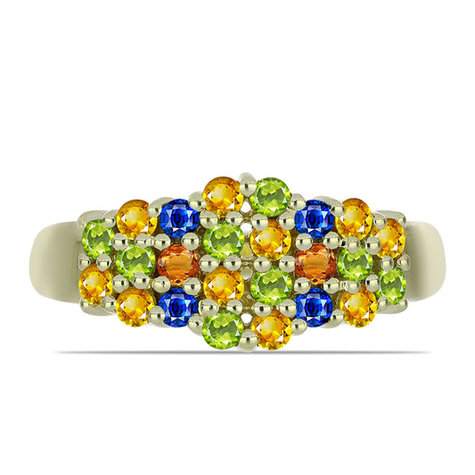 Arannyal Bevont Ezüst Gyűrű Rosebery Szivárvány Zafírral