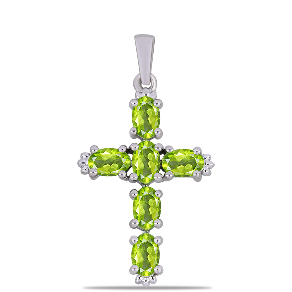Kereszt Ezüst Medál Changbai Peridottal 1 